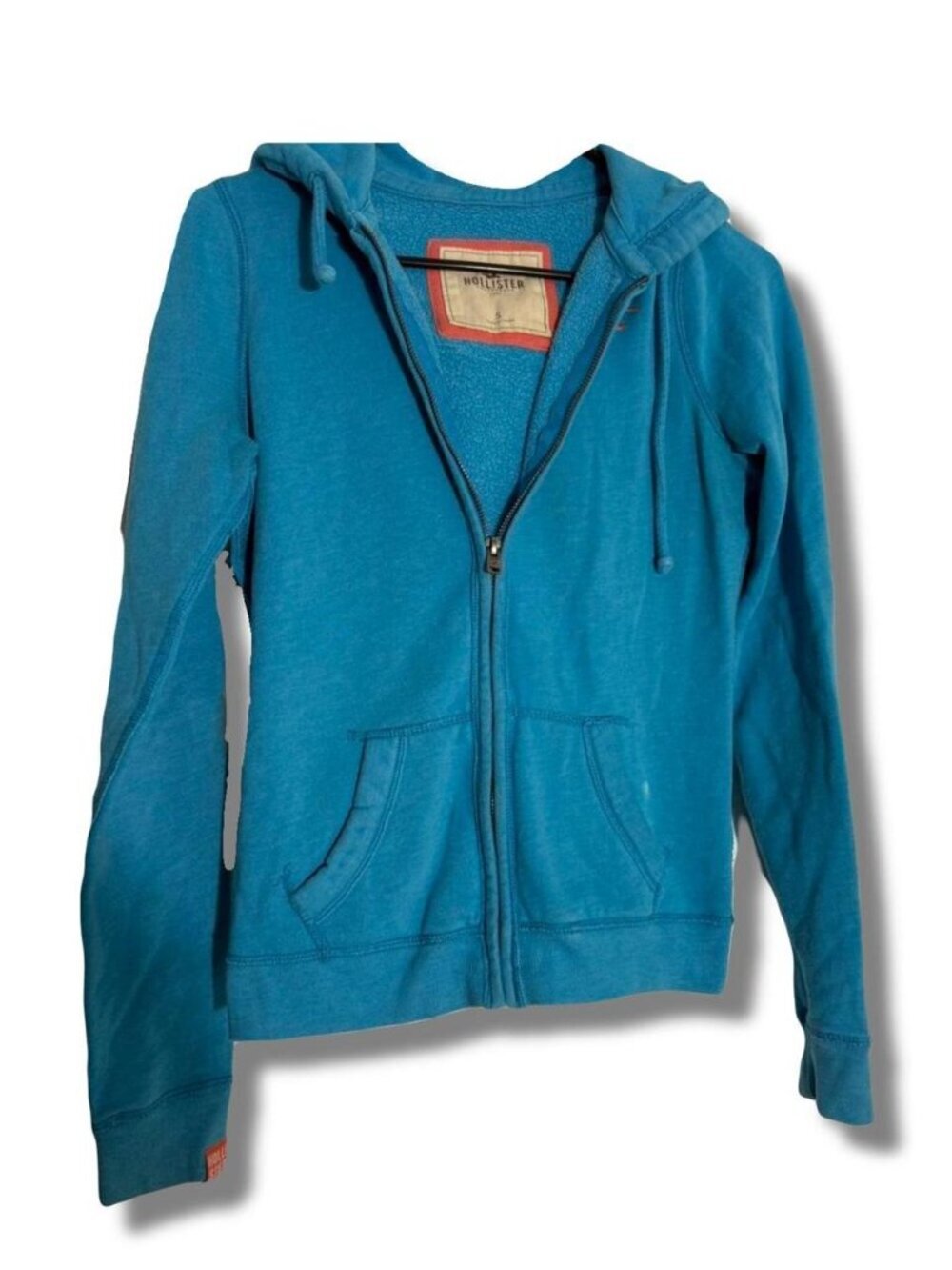 Vintage Hollister Blue Zip Front Hoodie Hooded Jacket Sweater Juniors Size small